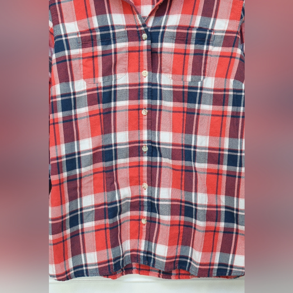 LL Bean Whisperweight Flannel Shirt Red Plaid Size XS 100% Cotton Granola 90s - Picture 3 of 5